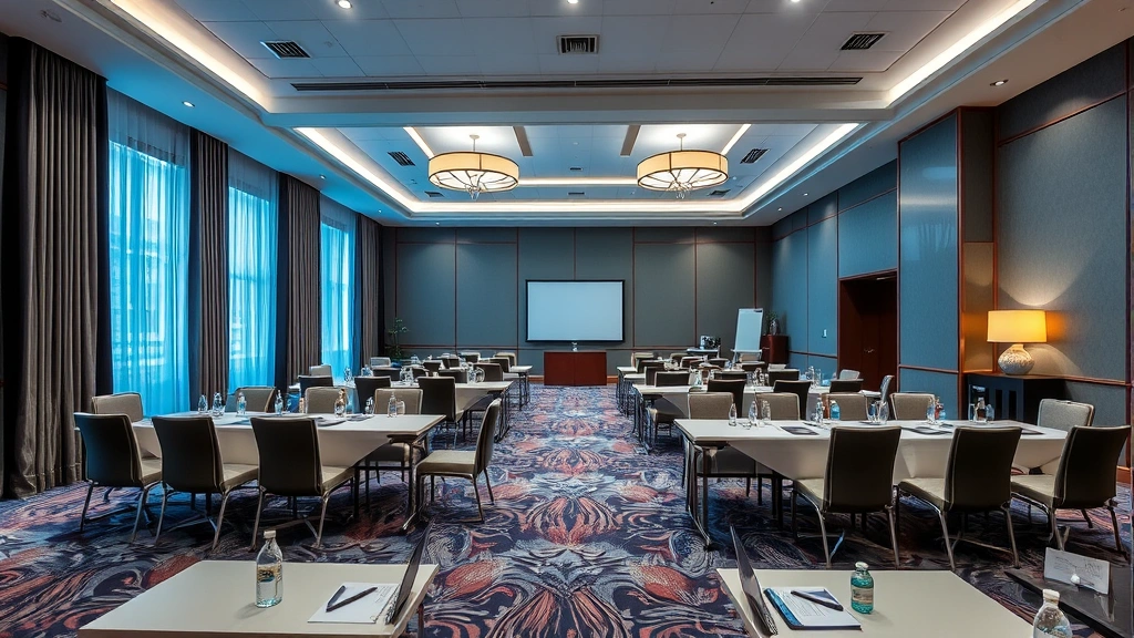 Hotel conference room with professional setup, comfortable seating, and business amenities demonstrating revenue-generating meeting space and event facilities typical of premium properties