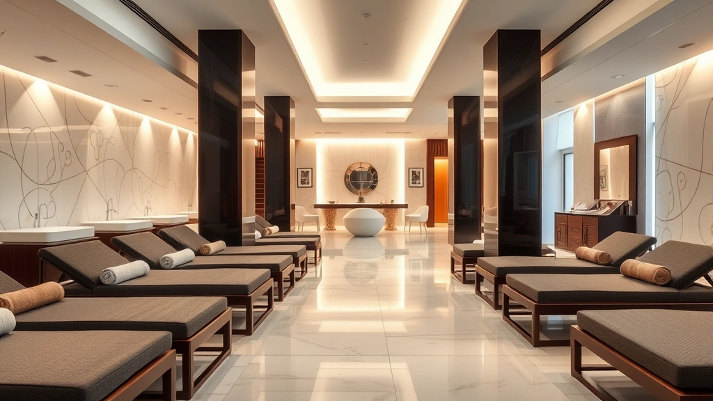 Upscale hotel spa and wellness area featuring relaxation spaces, indoor amenities, clean modern facilities, comfortable seating areas, and professional hospitality environment without text or identifying markers