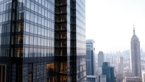 Modern high-rise luxury hotel with glass and steel architecture, daytime cityscape view, professional hospitality setting, no signage or text visible, elegant contemporary design