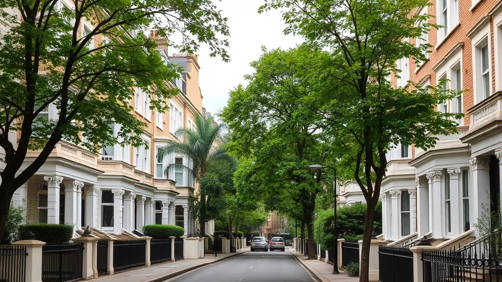 Victorian and Edwardian terraced houses lining a quiet residential street in Paddington neighbourhood with period architecture and trees